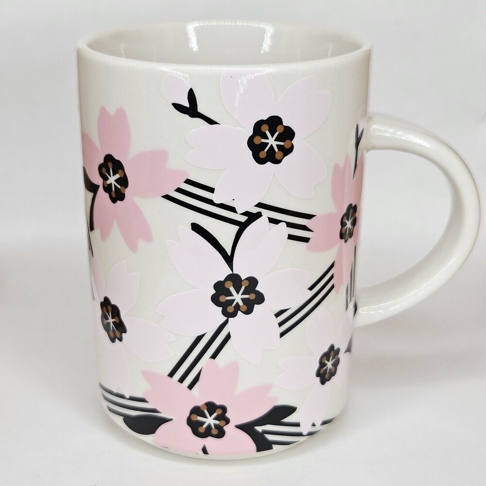 Starbucks Pink Cherry Blossom Flower Ceramic Handle Coffee Cup Mug 12 oz
